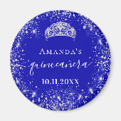 Quinceanera koninklijk blauwe zilveren glitters ti magneet (Voorkant)