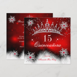 Quinceanera Koninklijk Rode Sneeuwvlok 15e Verjaar Kaart