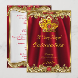 Quinceanera Koninklijke Rode Edelsteen Gouden Prin Kaart