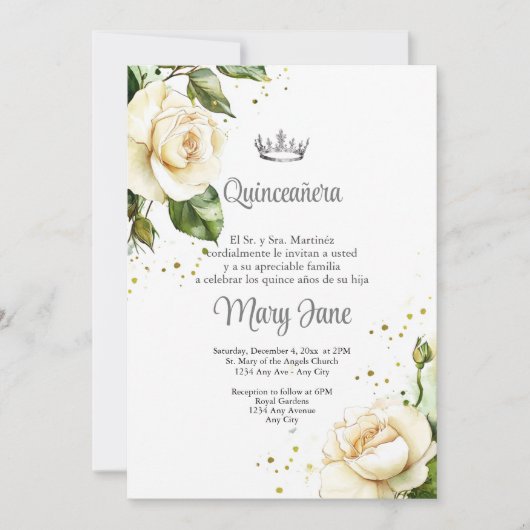 Quinceanera Kroon Spaanse Partij Kaart (Voorkant)