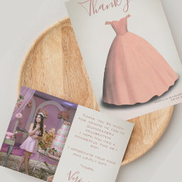Quinceañera kweepeer jurk foto dank je kaart
