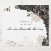 Quinceañera Label Champagnefles Zwart & Goud Sparkling Wijnetiket (Enkel label)