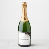 Quinceañera Label Champagnefles Zwart & Goud Sparkling Wijnetiket (Voorkant)