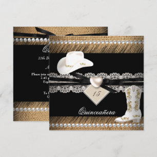 Quinceanera Landelijk Jute Cowgirl Hoed Laarzen Fe Kaart