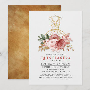 Quinceanera landelijke bloemjurk 15e verjaardag kaart
