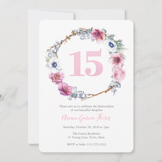 Quinceañera Latina 15e verjaardagsfeestje voor mei Kaart (Voorkant)