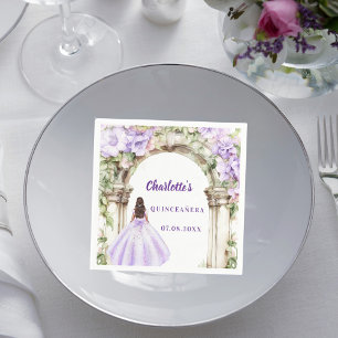 Quinceanera lavendel bloemen boog jurk servet