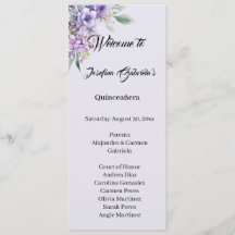 Quinceanera lavendel dubbelzijdige programmakaart