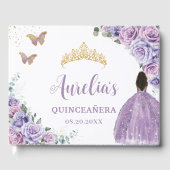 QUINCEAÑERA Lavendel Lila Paarse Rozen Bruin Meisj Gastenboek (Voorkant)