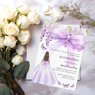 Quinceanera Lavendel lint bloem jurk Kaart