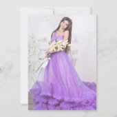 Quinceanera Lavendel Paarse Foto Bloemen Kaart (Achterkant)