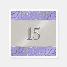 Quinceanera lavendel paarse zilveren filigraan kru servetten
