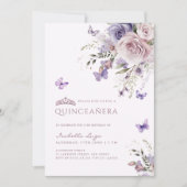 Quinceañera Lavendel Stoffige Paarse Vlinder Kaart (Voorkant)