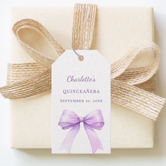 Quinceanera lavender bow DIY write by hand Cadeaulabel
