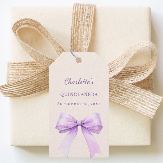 Quinceanera lavender bow ivory DIY write by hand Cadeaulabel