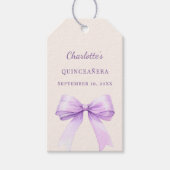 Quinceanera lavender bow ivory DIY write by hand Cadeaulabel (Voorkant)
