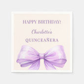 Quinceanera lavender bow ivory servet (Voorkant)