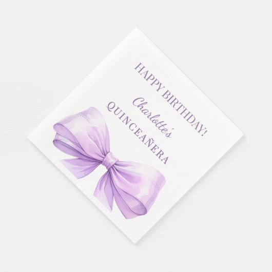 Quinceanera lavender bow luncheon servet (Hoek)