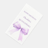 Quinceanera lavender bow white servet (Hoek)