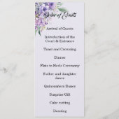 Quinceanera Lavender double side program card Programmakaart (Achterkant)