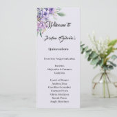 Quinceanera Lavender double side program card Programmakaart (Staand voorkant)