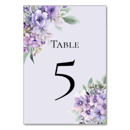 Quinceanera Lavender floral Table Number Card Kaart