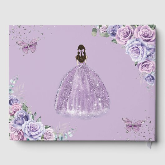 QUINCEAÑERA Lavender Lila Paars Floral Princess Gastenboek (Achterkant)