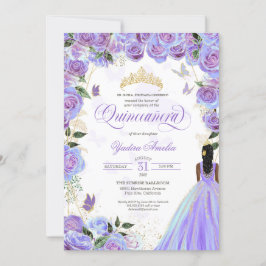 Quinceanera Lavender Paars Elegant Butterfly Inv Kaart