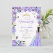 Quinceanera Lavender Paars Elegant Butterfly Kaart (Staand voorkant)