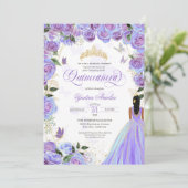Quinceanera Lavender Paars Elegant Butterfly Kaart (Staand voorkant)