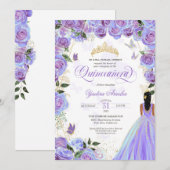 Quinceanera Lavender Paars Elegant Butterfly Kaart (Voorkant / Achterkant)