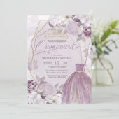 Quinceañera lavender paars elegant fancy Tiara Kaart (Staand voorkant)
