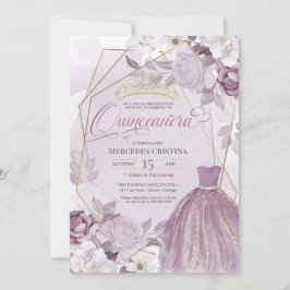 Quinceañera lavender paars elegant fancy Tiara Kaart