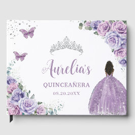 QUINCEAÑERA Lavender Paars Floral Brown Princess Gastenboek