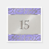 Quinceanera Lavender Paarse Silver Filigree Swirls Servetten (Voorkant)