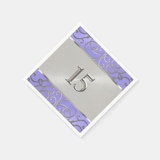Quinceanera Lavender Paarse Silver Filigree Swirls Servetten (Hoek)