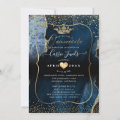 Quinceanera leisteenblauwe agaat nep goudstof kaart (Achterkant)