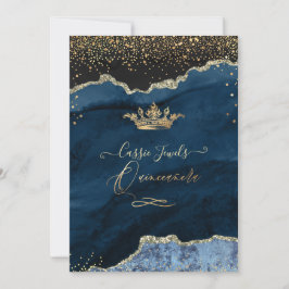 Quinceanera leisteenblauwe agaat nep goudstof kaart
