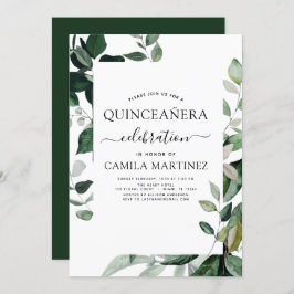 Quinceanera lente botanische groen uitnodiging