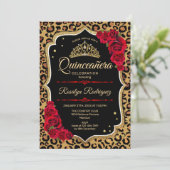 Quinceanera - Leopard Print Gold Red Kaart (Staand voorkant)