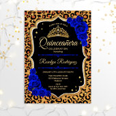 Quinceanera - Leopard Print Gold Royal Blue Kaart