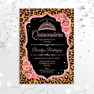 Quinceanera - Leopard Roos Gold Kaart