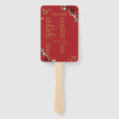 Quinceañera Levendig Rood Bloemen Evenementenprogr Handwaaier (Achterkant)