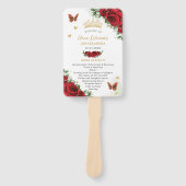 Quinceañera Levendig Rood Bloemen Evenementenprogr Handwaaier (Voorkant)