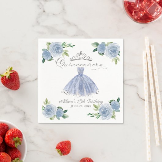 Quinceanera Licht Blauw Gown Bloemen Servet (Insitu)