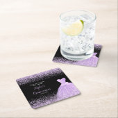 Quinceanera Licht Paarse Faux Glitter Kartonnen Onderzetters (Insitu)