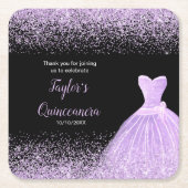 Quinceanera Licht Paarse Faux Glitter Kartonnen Onderzetters (Voorkant)