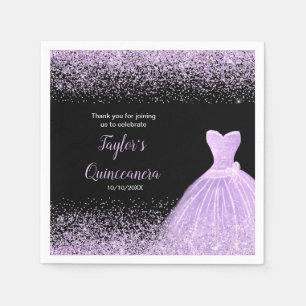 Quinceanera Licht Paarse Faux Glitter Servet