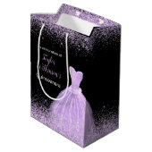 Quinceanera Licht Paarse Jurk Faux Glitter Medium Cadeauzakje (Achterkant Gekanteld)