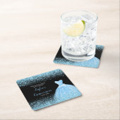 Quinceanera Lichtblauw Faux Glitter Kartonnen Onderzetters (Insitu)
